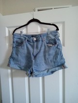 Aeropostale High Rise Curvy Midi Lightwash Denim Shorts Women Size 14 BO... - £18.64 GBP