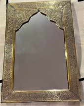 Moroccan wall mirror, Brass mirror, arched Moroccan brass mirror - $123.22