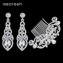 Mecresh Teardrop Crystal Wedding Bridal Sets Clear Comb Earrings Sets for Women  - £20.26 GBP