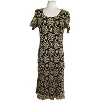 Vintage Helene Blake Womens Dress Size 10 Gold Black Embroidered Stretch... - $18.81