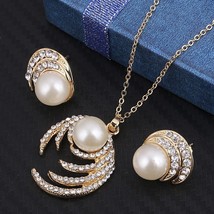 MINHIN Simulated  Jewelry Sets For Women Shinning Crystal Necklace Earrings Set  - £17.57 GBP