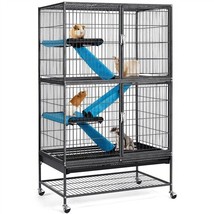 2-Story Rolling Metal Ferret Cage Chinchilla Guinea Pig Rat Critter Cage... - £156.44 GBP