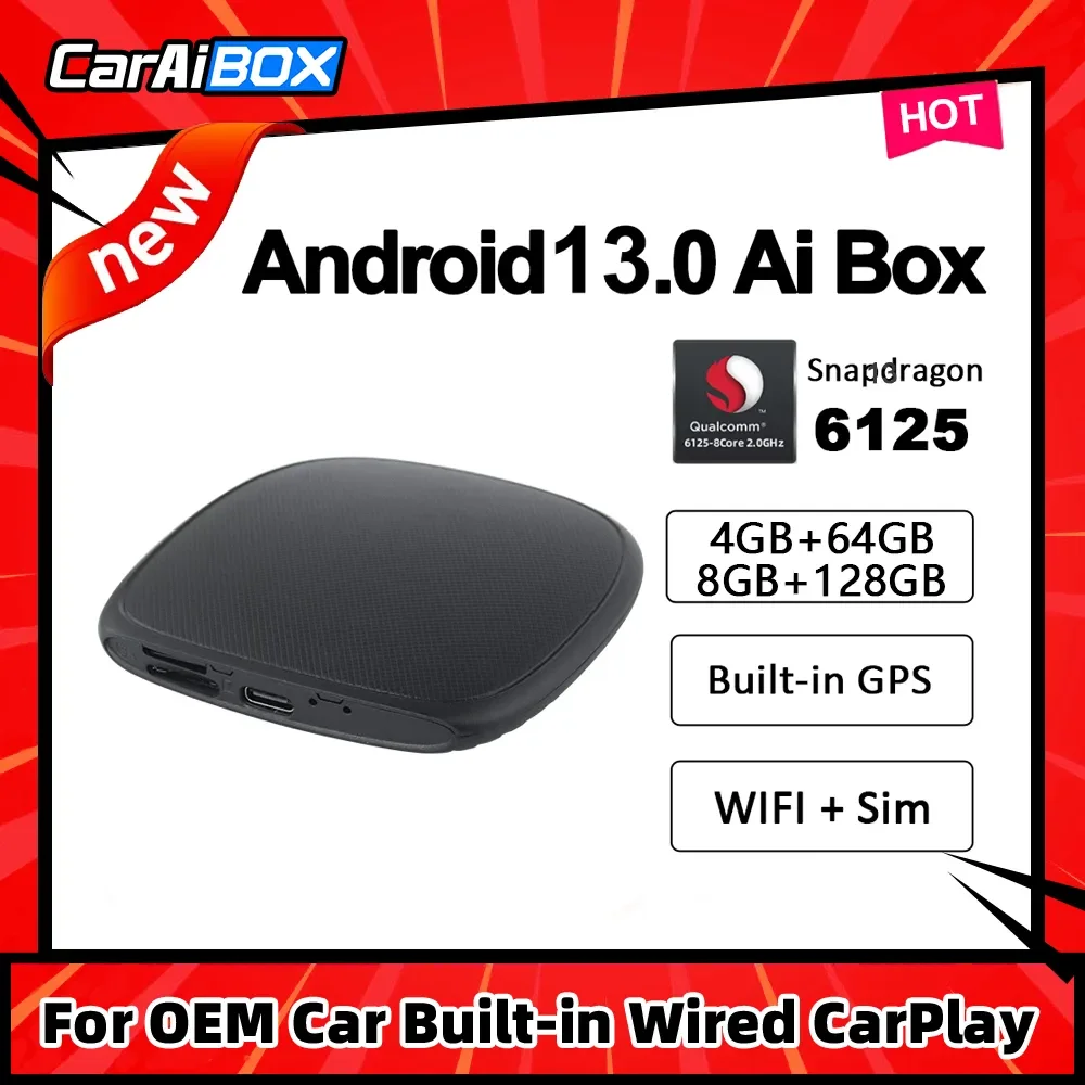 CarAiBOX 2023 Android11 Carplay AI Box Streaming Box 4GB 64GB Built-in GPS - £53.83 GBP+