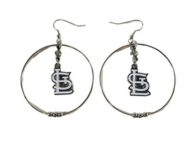 St Louis Cardinals Dangle 2&quot; Hoop W/ Beads Earrings MLB Licensed Hypo-Al... - £5.57 GBP