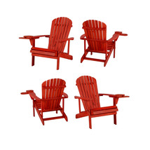 6 in. Earth Adirondack Chair with Phone &amp; Cup Holder, Red - Set of 4 - $680.44