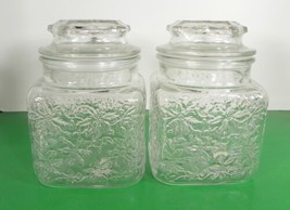Princess House FANTASIA Crystal Canister Set 549 Storage Jars Poinsettia - £23.44 GBP