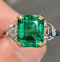 4.5c Colombian Emerald &amp; Diamond 18K Two Tone Gold Engagement Wedding Gift Ring - £2,004.28 GBP