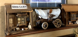 Miniature Old West with Railroad Depot, General Store &amp; Covered Wagon - £169.97 GBP