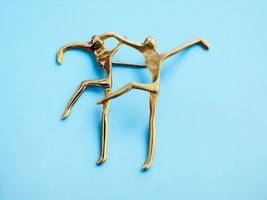 Dancing Couple People Brooch Pin Modern Sculptural Brooch Abstract Matte... - £16.09 GBP