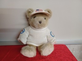 Patriotic Teddy Bear Plush 16" Knit Sweater JStuff Associates Peace Dove - £15.52 GBP