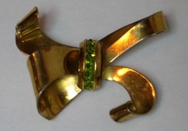 Vintage Coro Sterling Crafts Large Bow Gold Brooch - £25.58 GBP