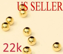 1pc  22k  yellow gold 4mm round polish loose  bead  4 MM - £23.72 GBP