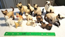 12 Vintage CAT Figurines Bone China Ceramic Porcelain SIAMESE Plus - £70.88 GBP