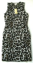 NWT MICHAEL Michael Kors Knit Sheath in Leopard Print Sleeveless Sweater Dress M - £41.47 GBP