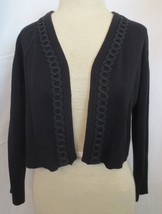 NWT Carmen Marc Valvo Shrug Womens Black M  Knit Open Cropped  Braiding ... - £23.59 GBP