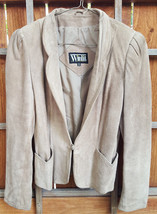 Vtg WINLIT Leather Jacket/Coat-Button Up-Tan-Size 7-8-Pockets-Horse Ridi... - $46.74