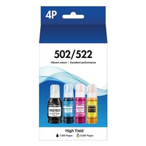 Compatible Refill Ink Bottle Replacement For Epson 502 T502 522 T522 Hig... - $37.99