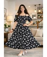Black&amp; Red  Floral Off Shoulder Maxi Dress for Women | Elegant Fit &amp; Fla... - $10.00