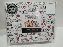 Berkshire P EAN Uts Snoopy Valentines Day Sheet Set Black White Red Queen - $46.52
