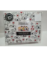 Berkshire PEANUTS Snoopy VALENTINES DAY Sheet Set Black White Red QUEEN - £37.12 GBP