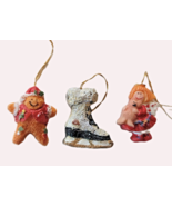 3 Miniature Resin Christmas Ornaments for a Small Tree 1 1/8&quot; Tall - £2.95 GBP