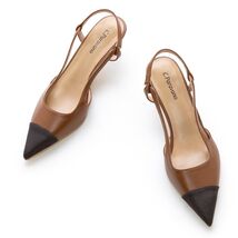 C.Paravano Women's Pointed Toe Slingback Pumps Brown Heels Size 6 - $890.41 MXN