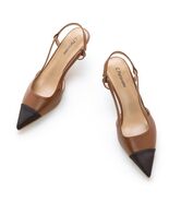 C.Paravano Women&#39;s Pointed Toe Slingback Pumps Brown Heels Size 6 - $67.34 CAD