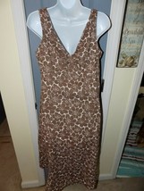 Boden Brown/White Floral Print Lined Shift Dress Size 14L Women&#39;s EUC - £22.82 GBP