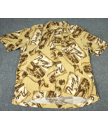 Panama Jack Shirt Men&#39;s XL Brown Allover Lightweight Hawaiian Button Cas... - $14.82