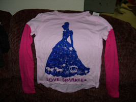 Disney Pink Long Sleeve Glitter Cinderella Love to Sparkle Shirt Size XL Girl's - £12.06 GBP
