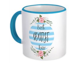 Best DENTIST Ever : Gift Mug Christmas Cute Birthday Stripes Blue - £12.70 GBP