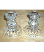 Pair of Clear Depression Glass Candlestick Holders - £14.19 GBP