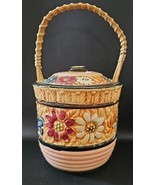 Vintage 1940s Ceramic Floral Biscuit Cookie Jar Made in Occupied Japan - $40.67 CAD
