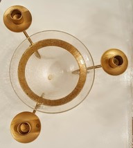 Taper Candle Holder Vase Floral Arrangement Centerpiece Matte Gold Crackle Glass - $19.78