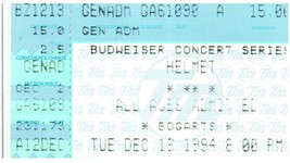 Vintage Casque Ticket Stub Décembre 13 1994 Bogarts Cincinnati Ohio - $42.06