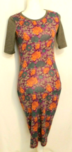 LULAROE DRESS XXS PURPLE FLORAL SHORT SLEEVED ROUND NECK KNEE LENGTH WOMAN - £9.00 GBP