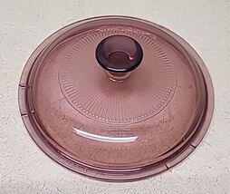 Pyrex Vision Ware Replacement LID 6 inch V-1-C Cranberry Glass V1C Lid Only - $12.89