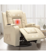 Swivel Rocker Recliner Chair, 35.8&quot; Wide PU Leather Rocking Sofa with He... - €440,99 EUR
