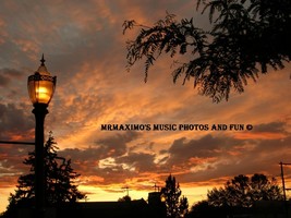 Digital Image Photograph Street Lamp and Orange Sunset - £1.16 GBP