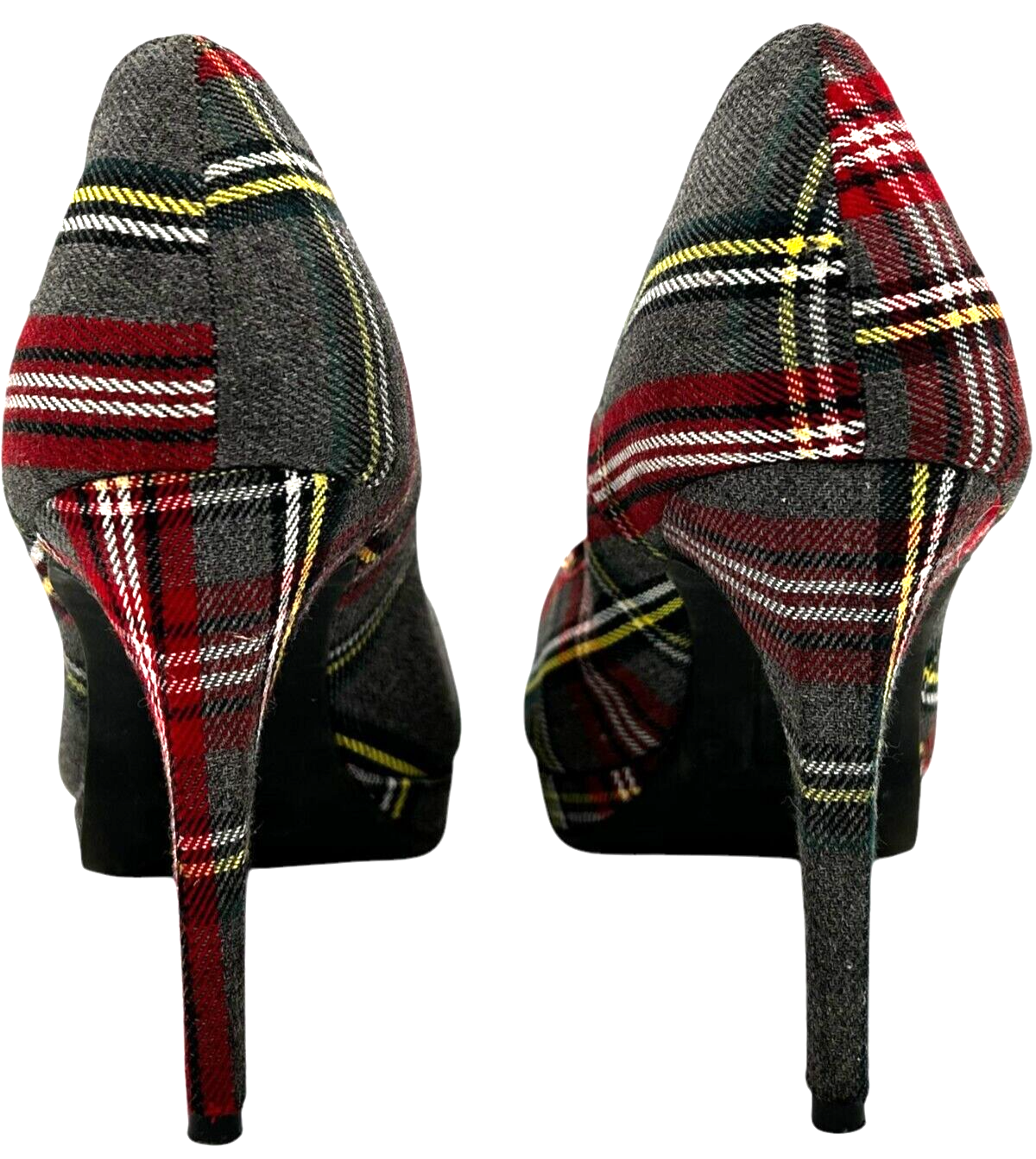 Fioni women's Grey/Yellow/Red/Black Plaid Platform Pumps 4 in. Stilettos size 8 Item image 7