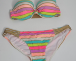 Victorias Secret Strapless Rainbow Gold Bandeau Bikini Top 34D Bottom Large - £31.33 GBP