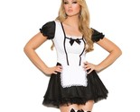 Maid Costume Mini Dress Ruffles Apron Lace Up Headband Black White 9089 ... - £35.60 GBP