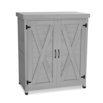 Rustic Cedar Potting Bench: Storage Cabinet &amp; Metal Top - Outdoor Gray - $3,448.20 MXN
