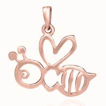 14K Rose Gold Plated Cut-Out Honey Bumble Bee Pendant 18&quot; Chain Women&#39;s Day Gift - £45.32 GBP