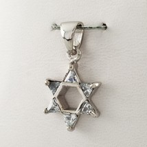 Sterling Silver Star of David Pendant w/ Crystal Accents - £45.79 GBP