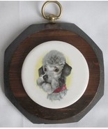 Jerry Schultz 6" Wood Octagon Plaque Ceramic Art Tile DOG Poodle Vintage - $11.00