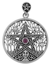 Jewelry Trends Sterling Silver Celtic Goddess Pentacle Pendant with Amethyst - £49.48 GBP