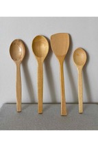 4-Piece &#39;&#39;bamboo&#39;&#39; Dinnerware - 4 Size Bamboo Spoons - Wooden Spoons. wi... - $6.00
