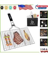 Large 430 Stainless Steel Fish Grilling Rack - Easy Flipping &amp; Storage I... - $47.54 CAD