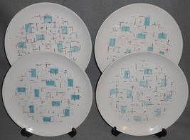 Set (4) Vernonware Heavenly Days Pattern Dinner Plates Mid Century California - £70.08 GBP